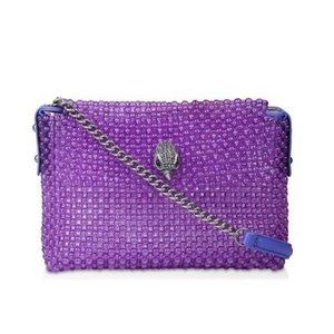 Kurt Geiger London Kensington Beaded Shoulder Bag NWT Purple Silver Eagle Chain